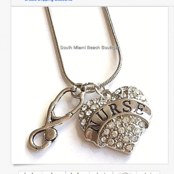 Silver NURSE Nursing Stethoscope Necklace 18'20" - Picture 2 of 8